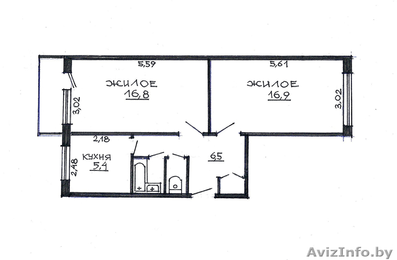 2-х комнатная квартира, г.Брест, Партизанский пр-т - Изображение #1, Объявление #882667
