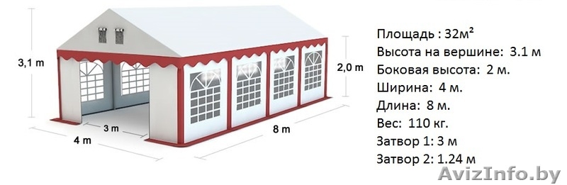 Комерческий Шатер (4м х 8м) 32 м.кв Стандарт - Изображение #1, Объявление #1145619