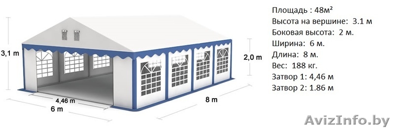 Комерческий Шатер (5м х 10м) 50 м.кв Стандарт+ - Изображение #1, Объявление #1145664