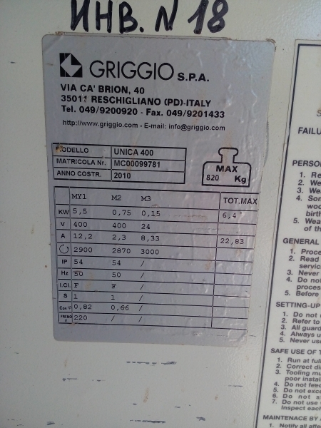 Форматно–раскроечный станок GRIGGIOUNICA 400 - Изображение #1, Объявление #1645263